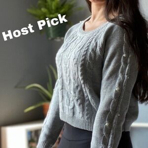 Freshman XS gray sweater with pearl detail on arms